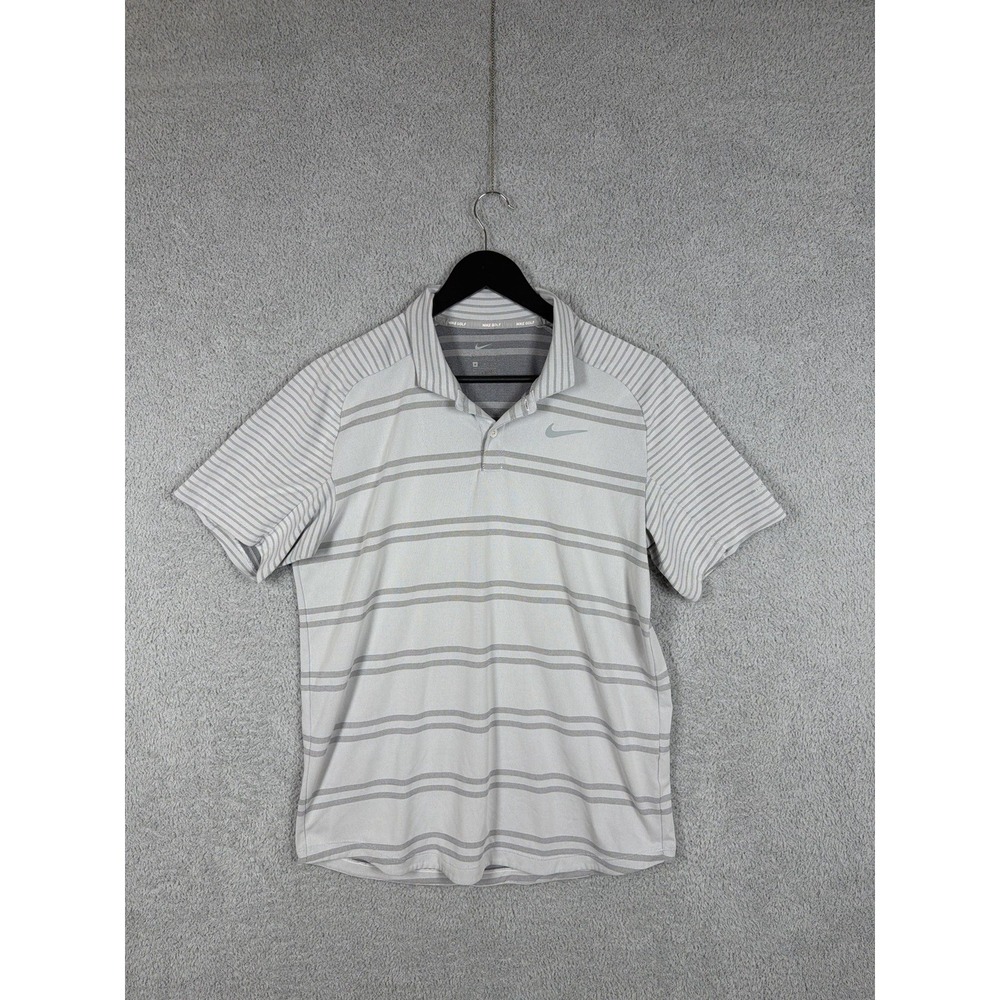 Nike Tiger Woods Golf Polo Shirt AA2884-100 Dri-FIT‎ Gray Mens M Desert Springs